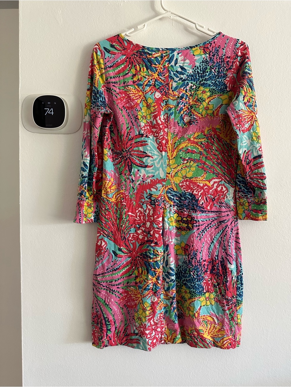 Lily Pulitzer Bright Pink Tropical Print Shift Dress Pima cotton women small